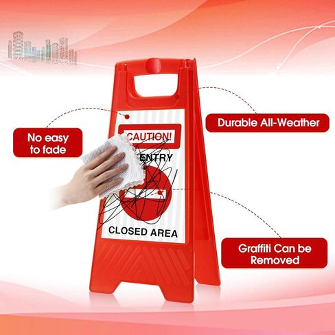 4 Pcs Yellow Reflective No Entry Sign Portable Handle Standing Closed Area Warning Sign Collapsible Two Sided Caution No Entry Sign for Indoor Outdoor Commercial Street Public Areas, 24 Inch in Saudi Arabia