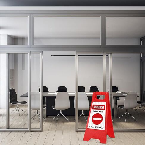 4 Pcs Yellow Reflective No Entry Sign Portable Handle Standing Closed Area Warning Sign Collapsible Two Sided Caution No Entry Sign for Indoor Outdoor Commercial Street Public Areas, 24 Inch in Saudi Arabia