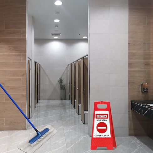 4 Pcs Yellow Reflective No Entry Sign Portable Handle Standing Closed Area Warning Sign Collapsible Two Sided Caution No Entry Sign for Indoor Outdoor Commercial Street Public Areas, 24 Inch in Saudi Arabia