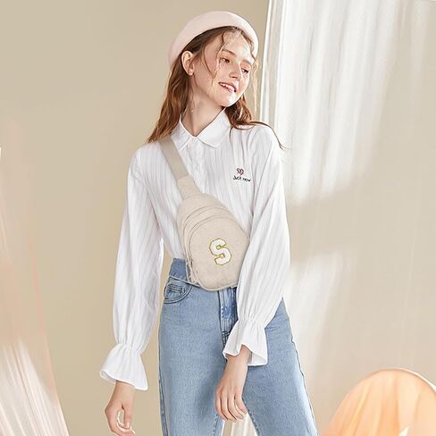 Small Corduroy Sling Bag Initial Crossbody Bag Fanny Pack for Girls Personalized Birthday Gifts for Teen Girls Gifts in Saudi Arabia