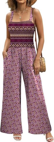 Buauty Women's Overalls Jumpsuits for Women 2025 Sleeveless One Piece Rompers Casual Loose High Waist Wide Leg with Pockets in Kuwait