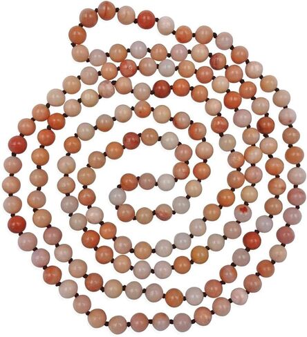 MGR MY GEMS ROCK! 6-8 مم مطرز يدويًا ومصقول بحجر أصلي متعدد الطبقات طويل لا نهاية له شقرا مالا نمط قلادة للرجال أو النساء، بطول 60 بوصة. in Saudi Arabia