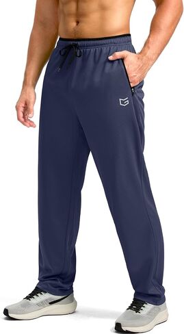 G Gradual Men's Sweatpants Open Bottom, Workout Pants with Zip Pockets Mesh Lightweight for Running, Athletic, Lounge (2PCS: Navy/Greyblue, Medium) in Kuwait