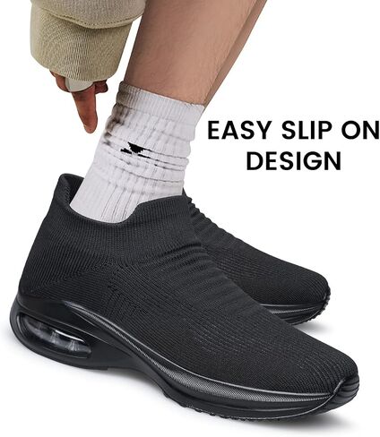 Mens Walking Shoes Sock Casual Fashion Sneakers Comfortable Slip On Air Cushion Workout Athletic Gym Running Shoes in Kuwait