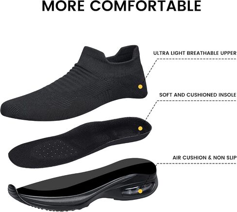 Mens Walking Shoes Sock Casual Fashion Sneakers Comfortable Slip On Air Cushion Workout Athletic Gym Running Shoes in Kuwait