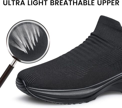 Mens Walking Shoes Sock Casual Fashion Sneakers Comfortable Slip On Air Cushion Workout Athletic Gym Running Shoes in Kuwait