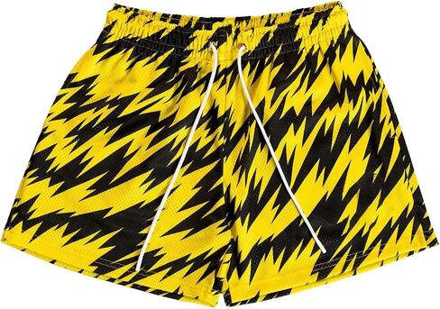 Men's Mesh Basketball Shorts Breathable Athletic Shorts with Pockets Lightning & Star Print Gym Training Outdoor in Saudi Arabia