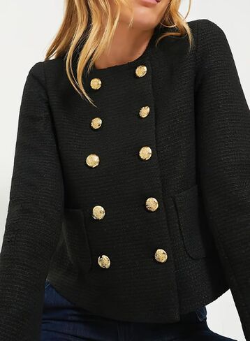 chouyatou Women's Double Breasted Tweed Blazer Jacket Business Casual Dressy Tweed Jacket Office Work Suit in Saudi Arabia