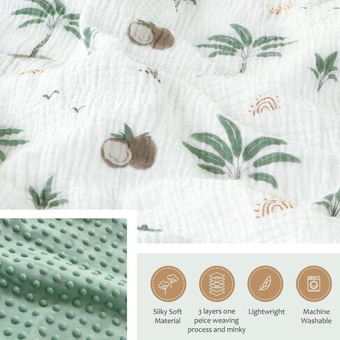 Muslin Baby Blankets for Girls Super Soft Nursery Minky Blankets with Breathable Muslin Cotton Front and 3D Touch Dotted Fleece Backing, Pink Floral Printed Bed Throws Newborn in Kuwait