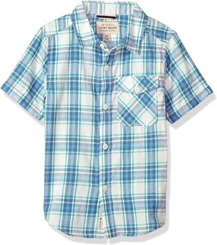 Lucky Brand Boys' Short Sleeve Woven Button-Down Shirt in Kuwait