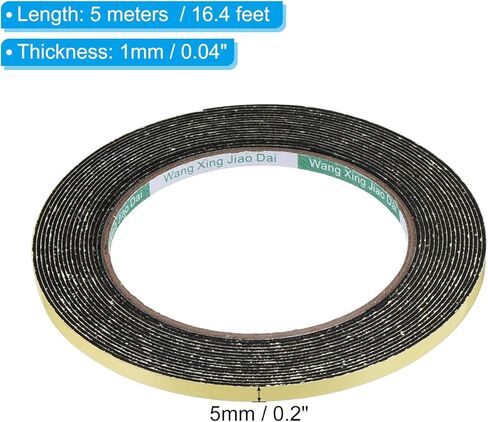 PATIKIL 16.4ft/5m Weather Stripping Door Seal Strip, 2 Roll EVA Foam Seal Tape Self Adhesive Strip 5mm Wide 1mm Thick for Door Window Insulation in Saudi Arabia
