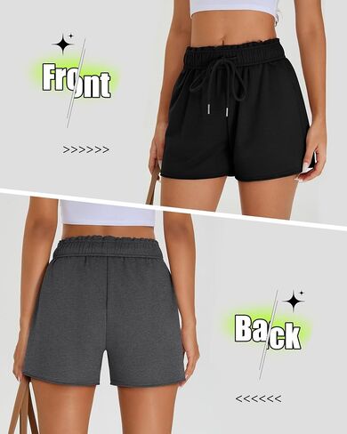Neer 3 Pack Comfy Drawstring Shorts for Women Summer Lounge Sweat Short Raw Hem Athletic Running Workout Clothes with Pockets in Saudi Arabia
