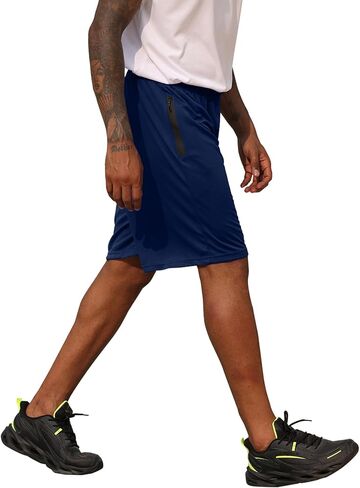 BUYJYA 3 Pack Men's Athletic Running Shorts Gym Basketball Lightweight Casual Short with Zipper Pocket Gift in Saudi Arabia