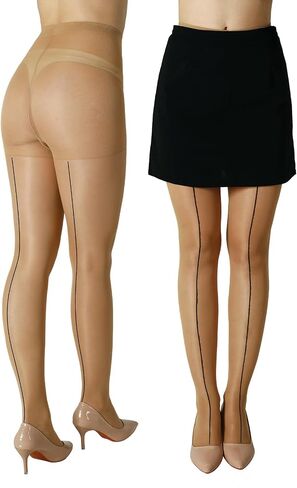2 Pairs Backseam Sheer Tights For Women- 30D High Waist Control Top Pantyhose with Reinforced Toes in Saudi Arabia