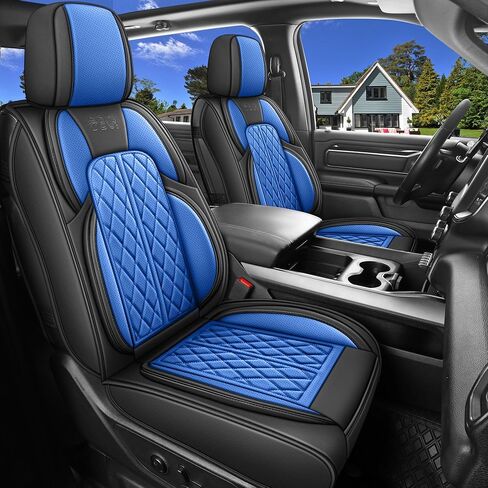 Car Seat Cover Custom Fit for Ford F150 2009-2024 Faux Leather Seat Cover Set Compatible with Crew Quad Regular Cab Pickup Truck Cushions (Black, Front Seat) in Saudi Arabia
