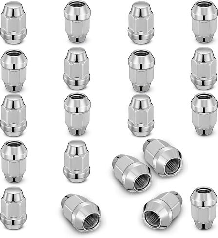 BDFHYK 1/2x20 Wheel Lug Nuts, 20pcs 1/2-20 Lug Nuts OEM Factory Style One-Piece Silver Solid Chrome Open End Finish Lug Nuts 0.82 inch 21mm Hex 0.63 inch 16mm Tall for Trailers Tire Wheel in Saudi Arabia