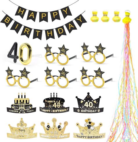 Happy 40/50 Years Birthday Sunglasses Hat Kit for Party Favors - Novelty Funny and Silly Birthday Glasses Mask in Kuwait