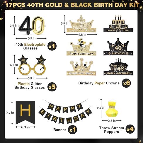 Happy 40/50 Years Birthday Sunglasses Hat Kit for Party Favors - Novelty Funny and Silly Birthday Glasses Mask in Kuwait