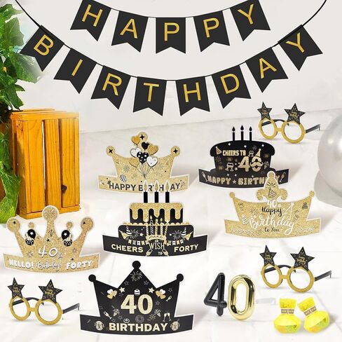 Happy 40/50 Years Birthday Sunglasses Hat Kit for Party Favors - Novelty Funny and Silly Birthday Glasses Mask in Kuwait
