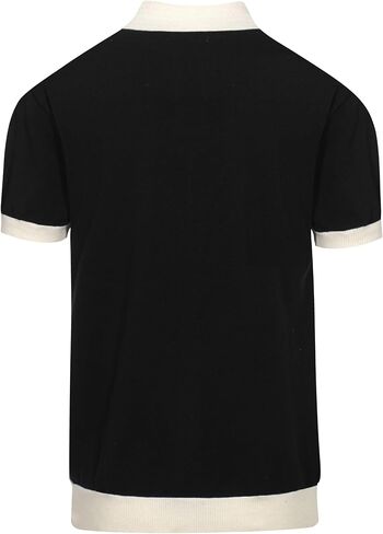 OXKNIT Mens Casual 60s Retro White Flower Knitted Short Sleeve Vintage Button Down Golf Polo in Kuwait