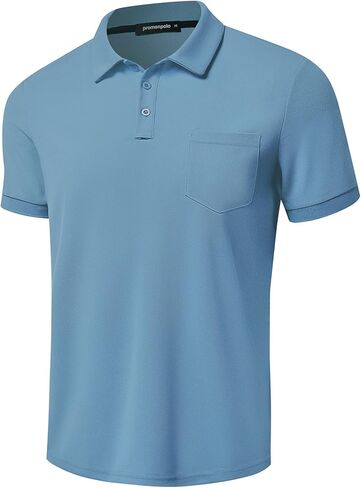 Men's Classic Short Sleeve Polo Shirt Casual Lightweight Solid Golf Shirts with Pocket in Saudi Arabia
