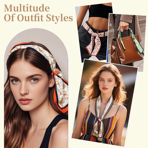 4 Pack Satin Silk Scarf for Women Head Hair Neck Bag Accessory Lightweight Bandana Gift Set in Saudi Arabia