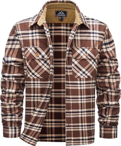 Cotrasen Flannel Shirt for Men Plaid Regular Fit Long Sleeve Cotton Button Up Casual Work Shirts Jacket with 2 Pockets in Saudi Arabia
