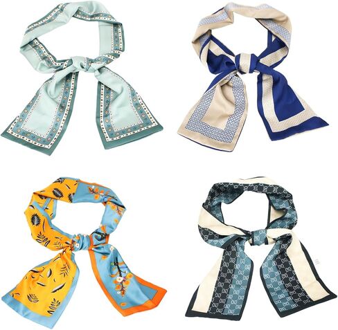 4 حزمة Satin Silk Scarf for Women Head Hair Hair Bag Bag Accessory Lightweight Bandana Gift in Saudi Arabia