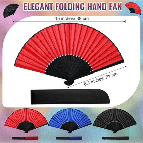 Chunful 6 Pieces Classic Folding Hand Fans Silk Bamboo Handheld Chinese Foldable Fans for Women Dancing Wedding Performance Party Favor Home Decorations Festival Gifts(Multicolor) in Saudi Arabia