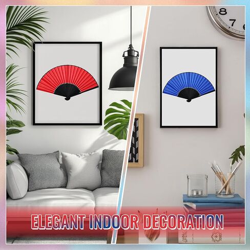 Chunful 6 Pieces Classic Folding Hand Fans Silk Bamboo Handheld Chinese Foldable Fans for Women Dancing Wedding Performance Party Favor Home Decorations Festival Gifts(Multicolor) in Saudi Arabia