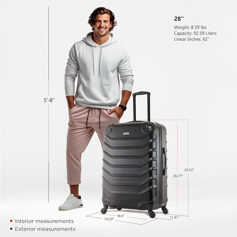 InUSA ENDURANCE Luggage with Spinner Wheels | Durable Lightweight Hardside Suitcase, Spacious Travel Bag with Handle and Trolley | 28-Inch Large Checked Luggage | Pink in Saudi Arabia