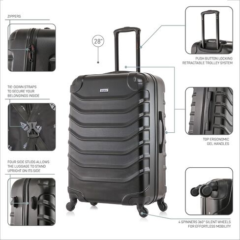 InUSA ENDURANCE Luggage with Spinner Wheels | Durable Lightweight Hardside Suitcase, Spacious Travel Bag with Handle and Trolley | 28-Inch Large Checked Luggage | Pink in Saudi Arabia