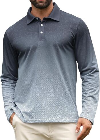 APTRO Long Sleeve Polo Shirts for Men Performance Golf Shirt Dry Fit Moisture Wicking Fashion Print T-Shirt in Kuwait