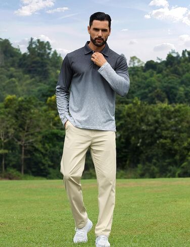 APTRO Long Sleeve Polo Shirts for Men Performance Golf Shirt Dry Fit Moisture Wicking Fashion Print T-Shirt in Kuwait