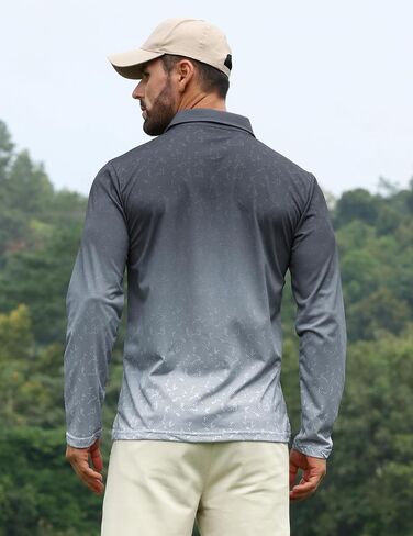APTRO Long Sleeve Polo Shirts for Men Performance Golf Shirt Dry Fit Moisture Wicking Fashion Print T-Shirt in Kuwait