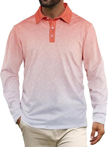 APTRO Long Sleeve Polo Shirts for Men Performance Golf Shirt Dry Fit Moisture Wicking Fashion Print T-Shirt in Kuwait