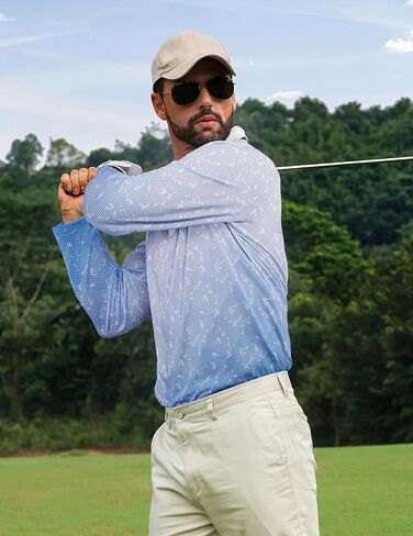 APTRO Long Sleeve Polo Shirts for Men Performance Golf Shirt Dry Fit Moisture Wicking Fashion Print T-Shirt in Kuwait