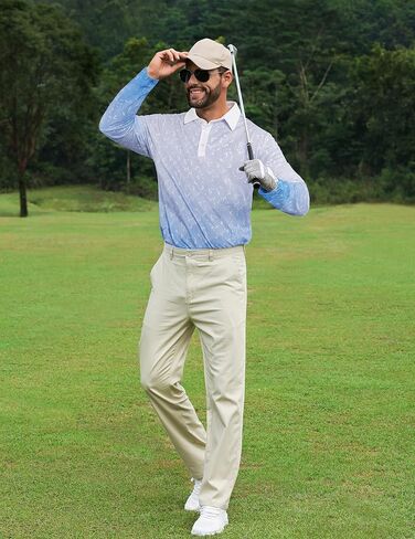 APTRO Long Sleeve Polo Shirts for Men Performance Golf Shirt Dry Fit Moisture Wicking Fashion Print T-Shirt in Kuwait