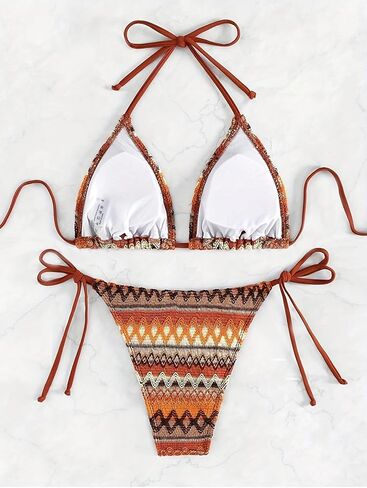 Sexy Bikini Sets for Women Two Piece Swimsuit - String Triangle Bikini Cheeky Boho Gold Brazilian Style Low Rise in Saudi Arabia