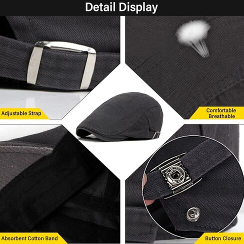 Meioro Men's Newsboy Cap Ivy Cotton Flat Hat Cabbie Cabbie Driving Hats Gatsby Gatsby Irish Hunting Beret Caps in Kuwait