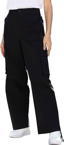 Cargo Pants for Women High Waisted Women's Y2K Baggy Casual Pants with 6 Pockets and Elastic Waist in Kuwait
