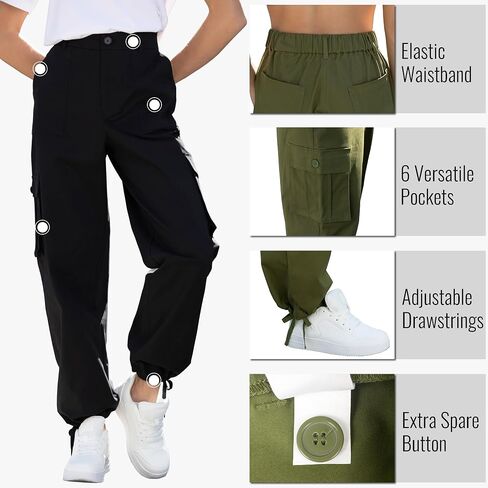 Cargo Pants for Women High Waisted Women's Y2K Baggy Casual Pants with 6 Pockets and Elastic Waist in Kuwait