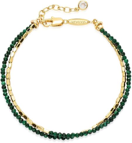 MEVECCO Bead Bracelet for Women Layered Stone Mixed Bracelets 18K Gold Plated Handmade Custom Beaded Charm Chain Bracelet Stack Jewelry Gifts in Saudi Arabia