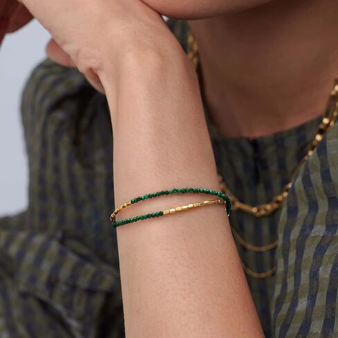 MEVECCO Bead Bracelet for Women Layered Stone Mixed Bracelets 18K Gold Plated Handmade Custom Beaded Charm Chain Bracelet Stack Jewelry Gifts in Saudi Arabia