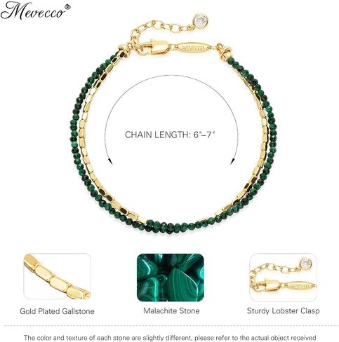 MEVECCO Bead Bracelet for Women Layered Stone Mixed Bracelets 18K Gold Plated Handmade Custom Beaded Charm Chain Bracelet Stack Jewelry Gifts in Saudi Arabia