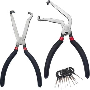 Electric Disconnect Pliers 2PCS, 37960 Electrical Disconnect 60 Degree Curved Jaw Straight Automotive Connector Pliers for Push Plugs Fuel Line Removal Plier Car Repair Tools (Red)