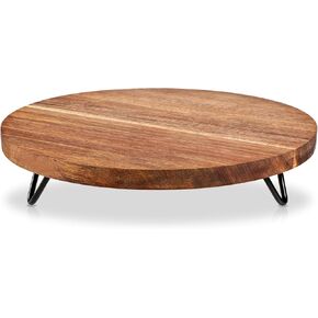 Decorative Round Wood Riser for Display, 10 Inch Rustic Display Stands Wooden Pedestal Tray for Home Decor Farmhouse Kitchen Counter Bathroom Countertop Organizer