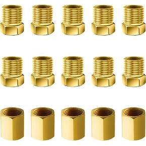 15PCS 1/4 Brake Line Fittings Set 7/16-24 Thread,Brake Line Fitting Kit Include 5PCS Brake Line Unions+10PCS Nuts,Universal Brake Line Adapter Fittings Car Accessorie for 1/4 Brake Line