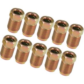 10pcs M10x1.0 Threads Brake Line Nut Fittings for 3/16" Steel Brake Line Tubing for Car Durable Material