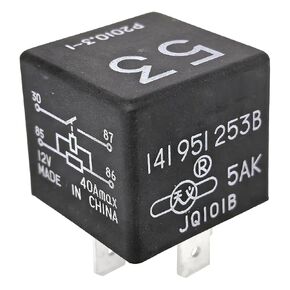 141951253B 53 Relay - 12V 30A/40A 4-Pin SPST Electrical Control Relay Compatible with Volkswagen Golf/Passat, Audi A3/A4/Q5 & More - for Fan, Headlight, HVAC Systems